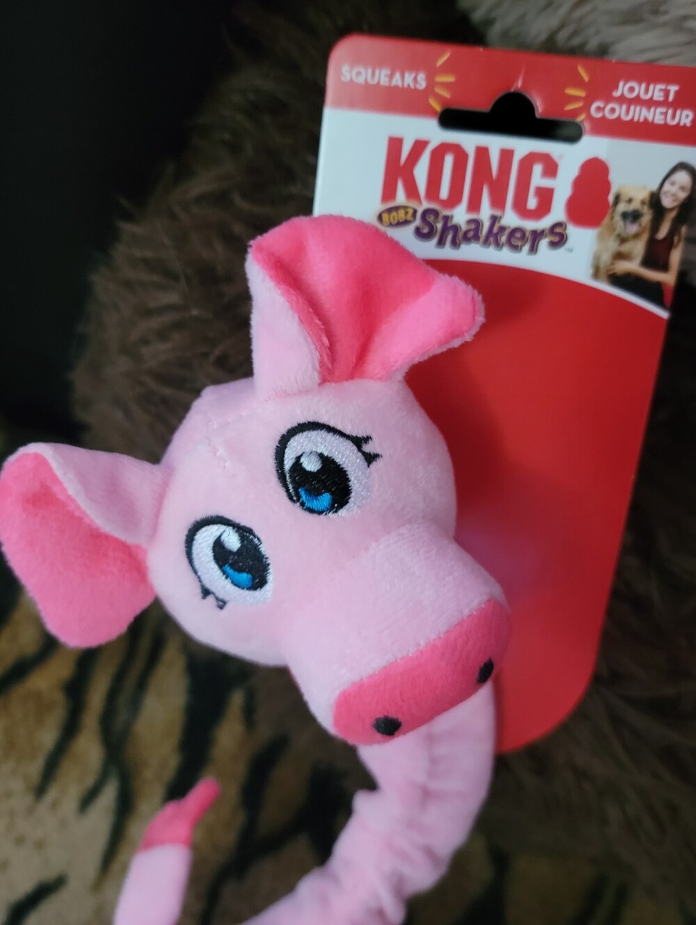 Kong Dog Bobs Pink Shakers Plush Tuggy Pig Dog Toy Med Ea.